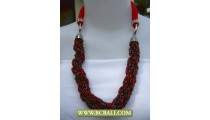 Reds and Black Squins wrap with Red cloth Necklace